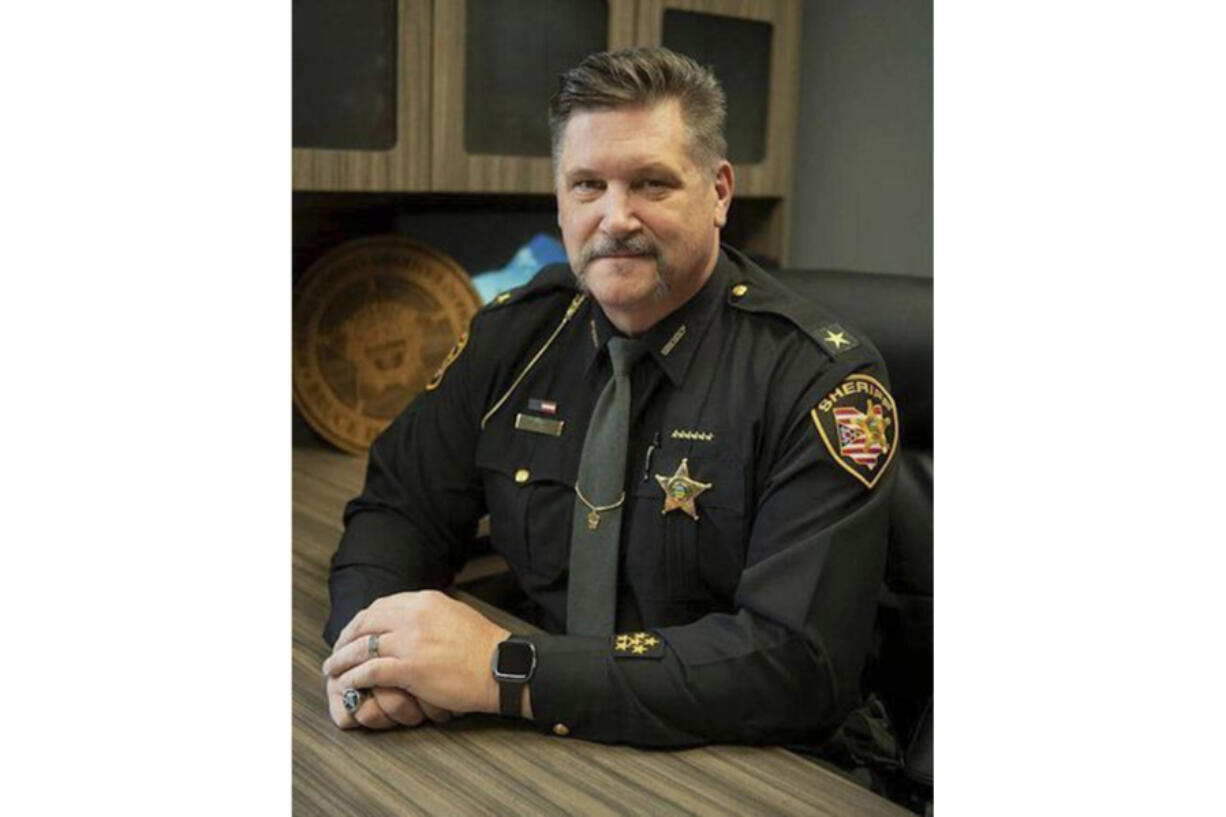 In this undated photo released by the Portage County Sheriff&rsquo;s Office, Sheriff Bruce D. Zuchowski poses. Zuchowski, is under fire for a social media post in which he said people with Kamala Harris yard signs should have their addresses recorded so that immigrants can be sent to live with them if Harris wins.