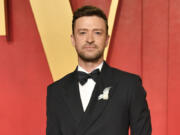 FILE - Justin Timberlake appears at the Vanity Fair Oscar Party in Beverly Hills, Calif., on March 10, 2024.