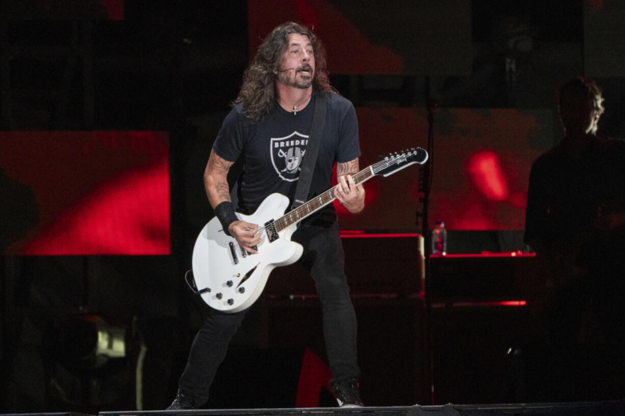 FILE - Dave Grohl of the Foo Fighters performs at Festival d&#039;&eacute;t&eacute; de Qu&eacute;bec, July 8, 2023, at Plains of Abraham in Quebec City.