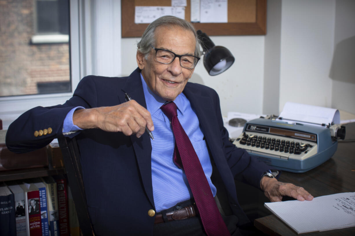 Robert A. Caro sits at his desk Sept. 11 in New York.