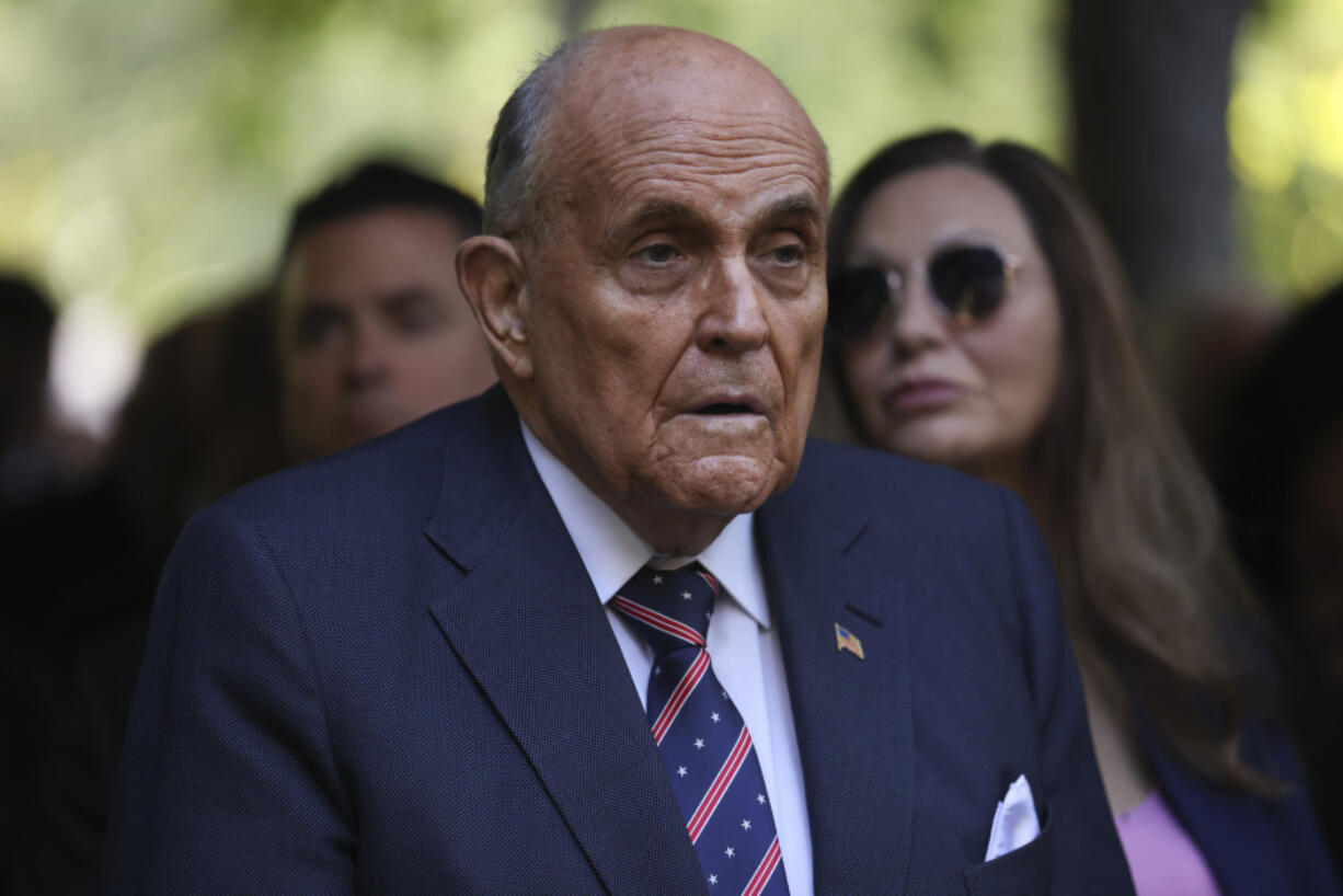 Former New York City Mayor Rudy Giuliani, attends the 9/11 Memorial ceremony on the 23rd anniversary of the Sept. 11, 2001 attacks, Wednesday, Sept. 11, 2024, in New York.