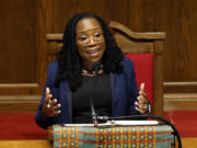 Supreme Court Justice Ketanji Brown Jackson, the first Black woman on the nation&rsquo;s highest court, speaks Sept. 15, 2023, at the 60th Commemoration of the 16th Street Baptist Church bombing in Birmingham, Ala.