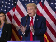 Republican presidential nominee former President Donald Trump  speaks during a news conference held at Trump Tower, Friday, Sept., 6, 2024 in New York.