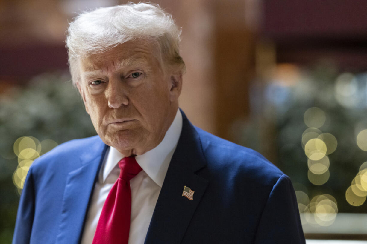 Republican presidential nominee former President Donald Trump arrives for a news conference held at Trump Tower, Friday, Sept., 6, 2024, in New York.