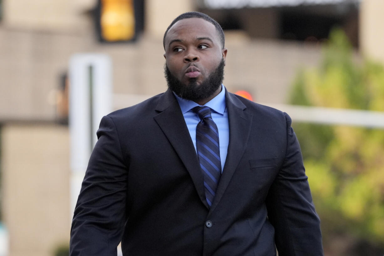 Former Memphis police officer Demetrius Haley arrives at the federal courthouse for the second day of jury selection for the trial in the Tyre Nichols case Tuesday, Sept. 10, 2024, in Memphis, Tenn.