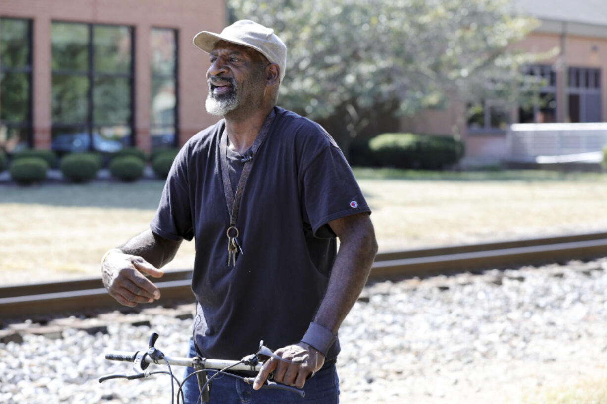 Springfield resident Brian Richardson talks to a reporter in Springfield, Ohio, Wednesday, Sept. 11, 2024.