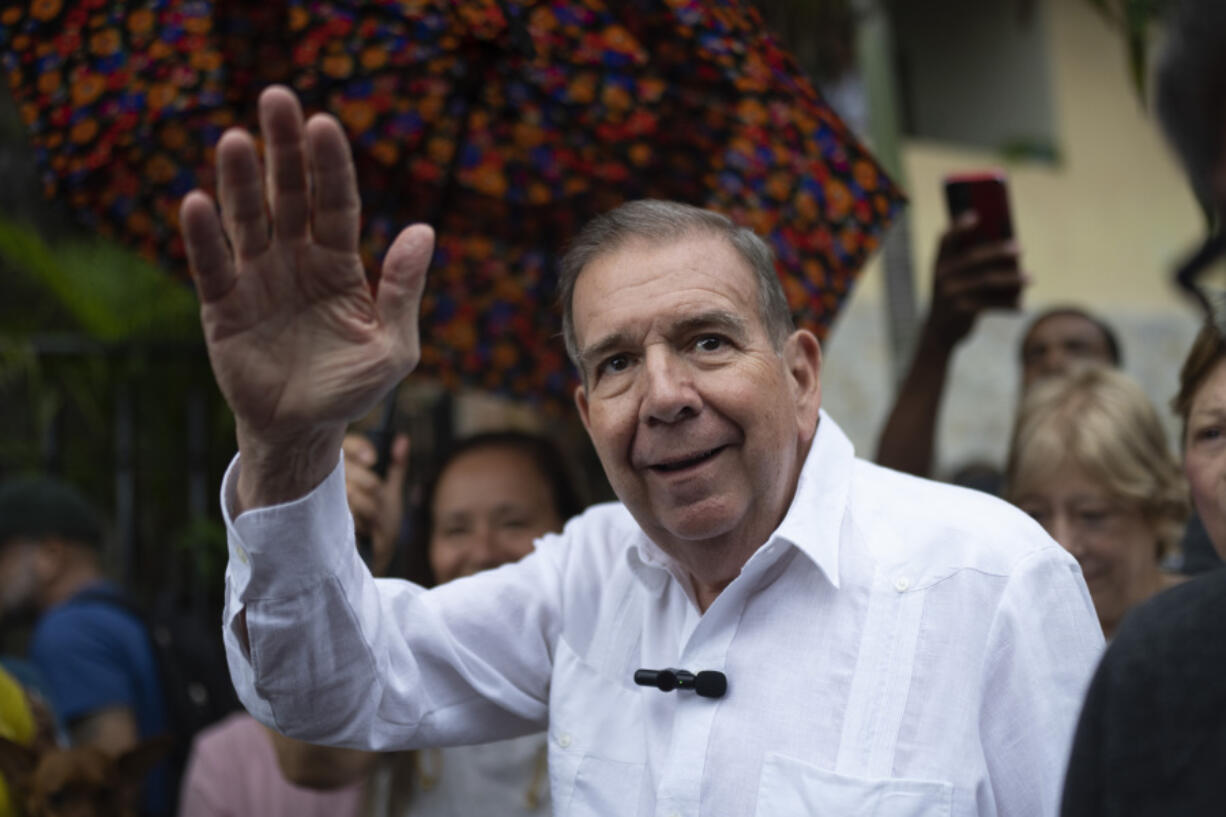 FILE - Venezuelan opposition presidential candidate Edmundo Gonzalez waves to supporters during a political event at a square in the Hatillo municipality of Caracas, Venezuela, June 19, 2024.