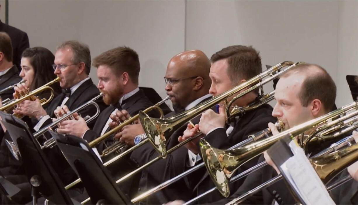 The brass section of the Southwest Washington Wind Symphony packs a harmonious punch during a concert Oct. 21. (Zachary C.