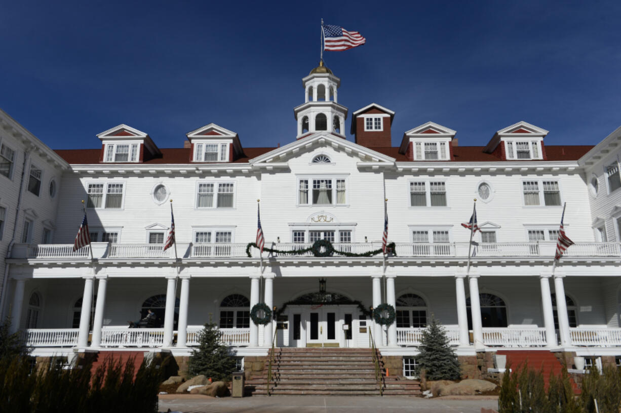 The Stanley Hotel is pictured from the front on Jan. 12, 2016, in Estes Park, Colo. Located 10 miles from the Rocky Mountain National Park, the grand, upscale hotel dates back to 1909. (Helen H.