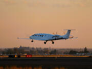 The all-electric Eviation Alice commuter plane takes off on its maiden flight from Grant County International Airport in Moses Lake in September 2022.