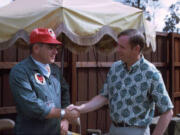 Courtesy of Don Newell 
 Don Newell, left, and Neil Armstrong, the first man to walk on the Moon, in Vietnam in 1969.