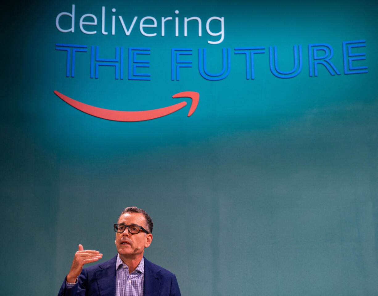 Doug Herrington, CEO, Worldwide Amazon Stores speaks during the Delivering the future conference in Nashville, Tennessee on Oct. 9, 2024.