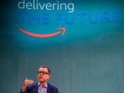 Doug Herrington, CEO, Worldwide Amazon Stores speaks during the Delivering the future conference in Nashville, Tennessee on Oct. 9, 2024.