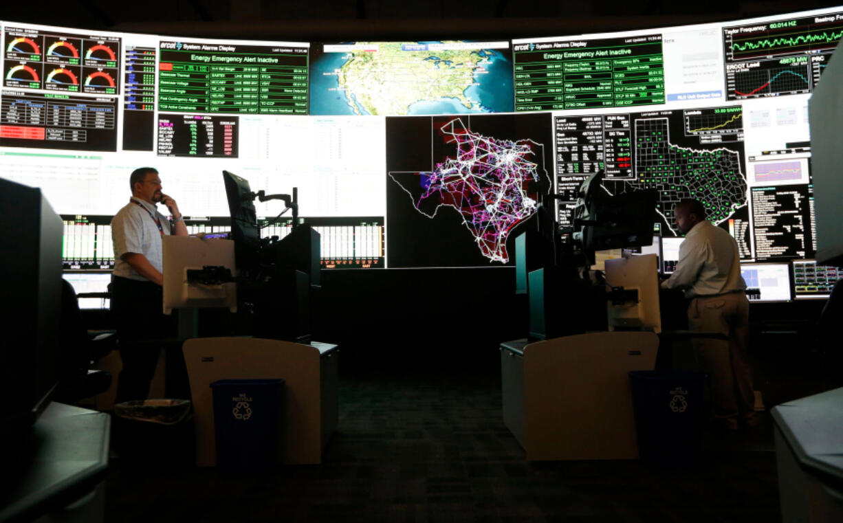 System operators in the command center of the Electric Reliability Council of Texas in Taylor.