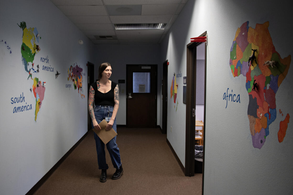 Victim advocate Ashlie Clark gives a tour of the Children&rsquo;s Justice Center in downtown Vancouver. Clark&rsquo;s position, which was created with funding from the pandemic-era American Rescue Plan Act, is on the chopping block alongside a forensic investigator&rsquo;s.