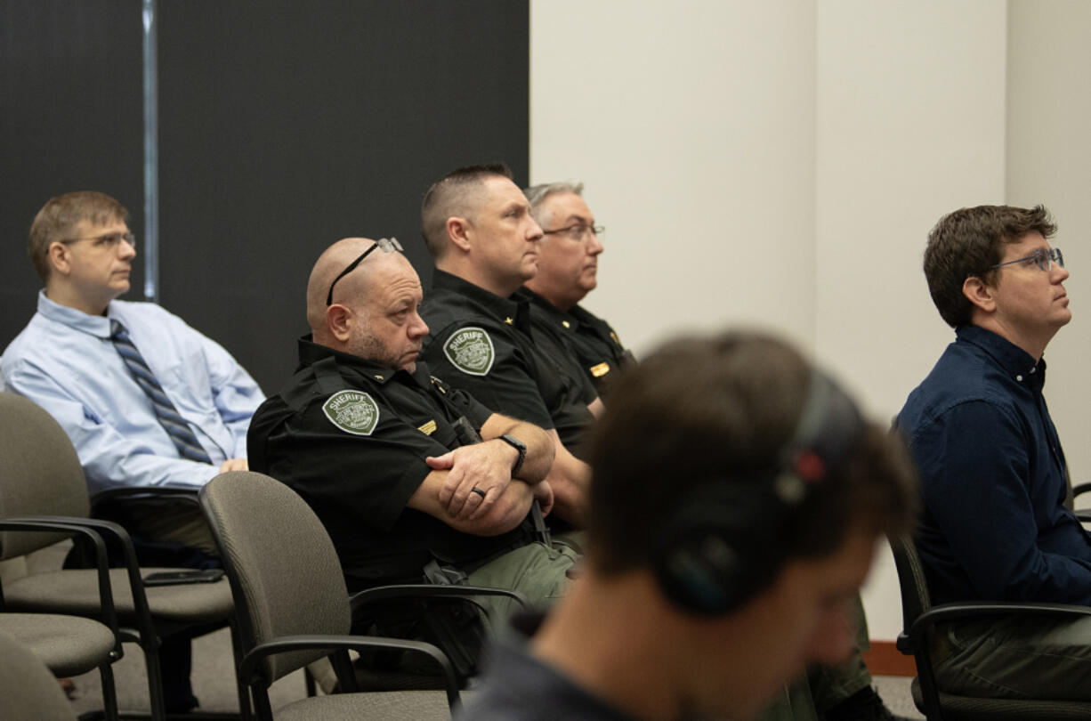 Administrators with the Clark County Sheriff&rsquo;s Office attend a Clark County Council work session Wednesday at the Public Service Center in Vancouver. They asked the council to add 40 new deputies to their ranks during a meeting with other local criminal justice officials.