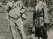 George Marshall and his second wife, Katherine, enjoy a fishing trip in Washington sometime between 1936 and 1938, when the general commanded the Vancouver Barracks. (George C.