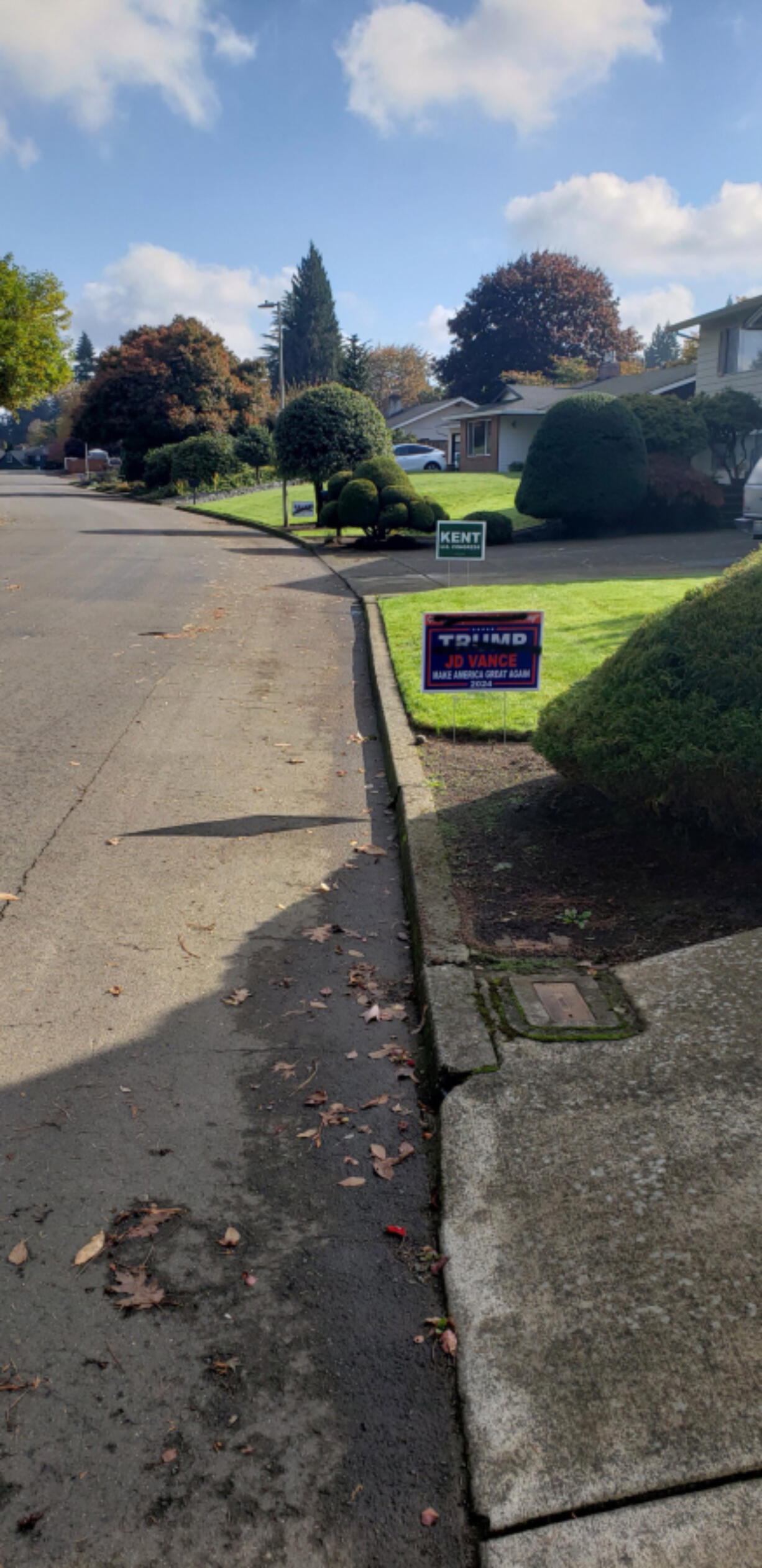 Neighbors in Sherwood are upset after Trump signs were defaced with spray paint the day following attacks on ballot boxes.