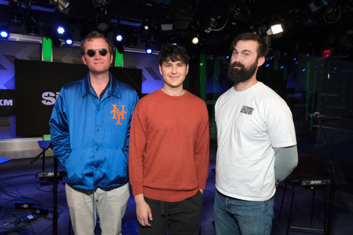 From left, Chris Baio, Ezra Koenig and Chris Tomson of Vampire Weekend at SiriusXM Studios in Los Angeles on March 29. (Alberto E.