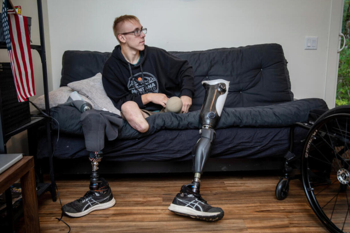 Derrik lost both his legs in June 2023, the summer after his sophomore year of high school, while working for a large construction company in southwestern Washington as part of a school program that allowed him to earn class credit for hours on the job.