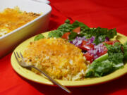 Cauliflower Cheese Bake served with Tomato and Onion Salad.