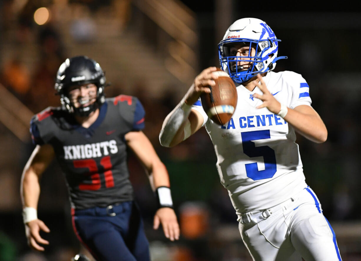 La Center senior Wyatt Eiesland (5) has thrown for 690 yards and six touchdown this season. He also has 10 rushing TDs going into Week 8.