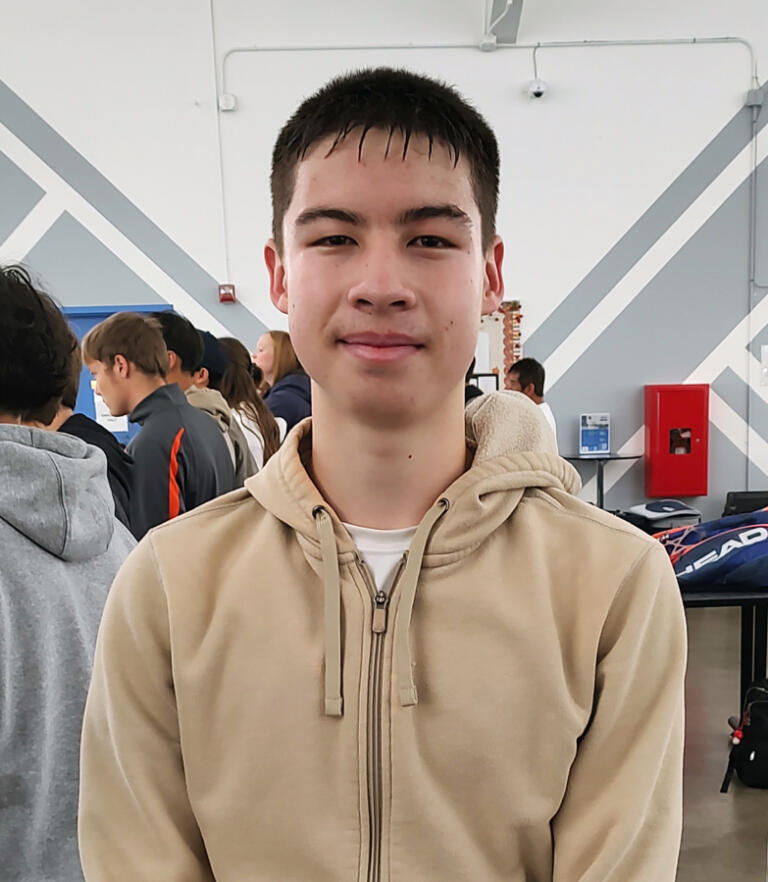 Columbia River junior Lucas Walburn after winning his third consecutive 2A District 4 singles title. Walburn defeated Javy Han of W.F. West 6-0, 6-2 on Friday, Oct. 25, 2024, at Vancouver Tennis Center.