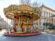 The carousel on the main square in Avignon, France.