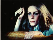 Actress Jamie Lee Curtis in a scene from the 1978 horror film classic, &ldquo;Halloween,&rdquo; directed by John Carpenter.