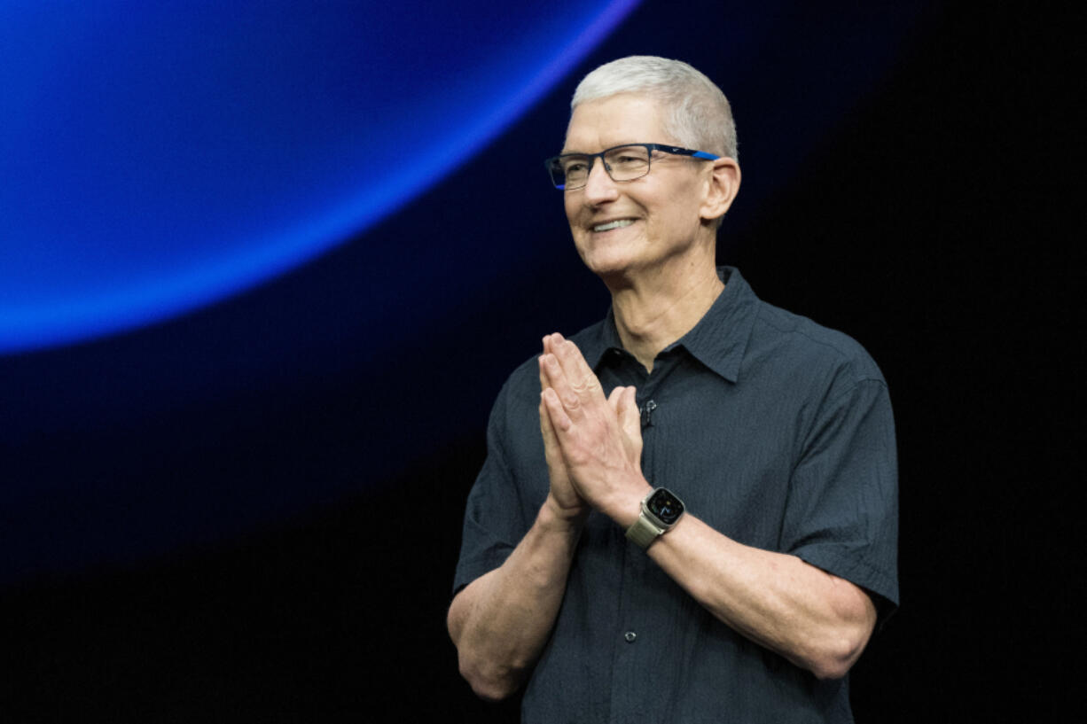 Apple CEO Tim Cook speaks during Apple&rsquo;s &ldquo;It&rsquo;s Glowtime&rdquo; event in Cupertino, California, Sept. 9, 2024.