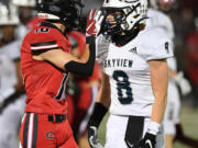 Jack Macdonald of Camas, left, and Gavin Packer of Skyview will be part of Friday&rsquo;s rivalry game between the Papermakers and Storm at Kiggins Bowl.