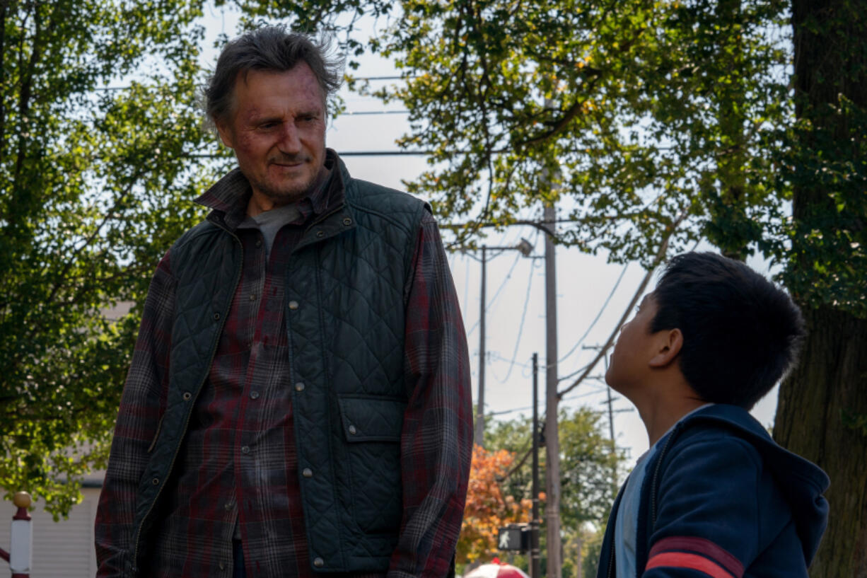 Liam Neeson, left, and Jacob Perez in &ldquo;The Marksman.&rdquo; (Ryan Sweeney/Open Road Films/Briarcliff Entertainment)