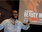 Tyler Perry attends an Oct. 21 screening of his new Netflix show &ldquo;Beauty in Black&rdquo; in Atlanta. The show stars Atlanta actor Taylor Polidore Williams.