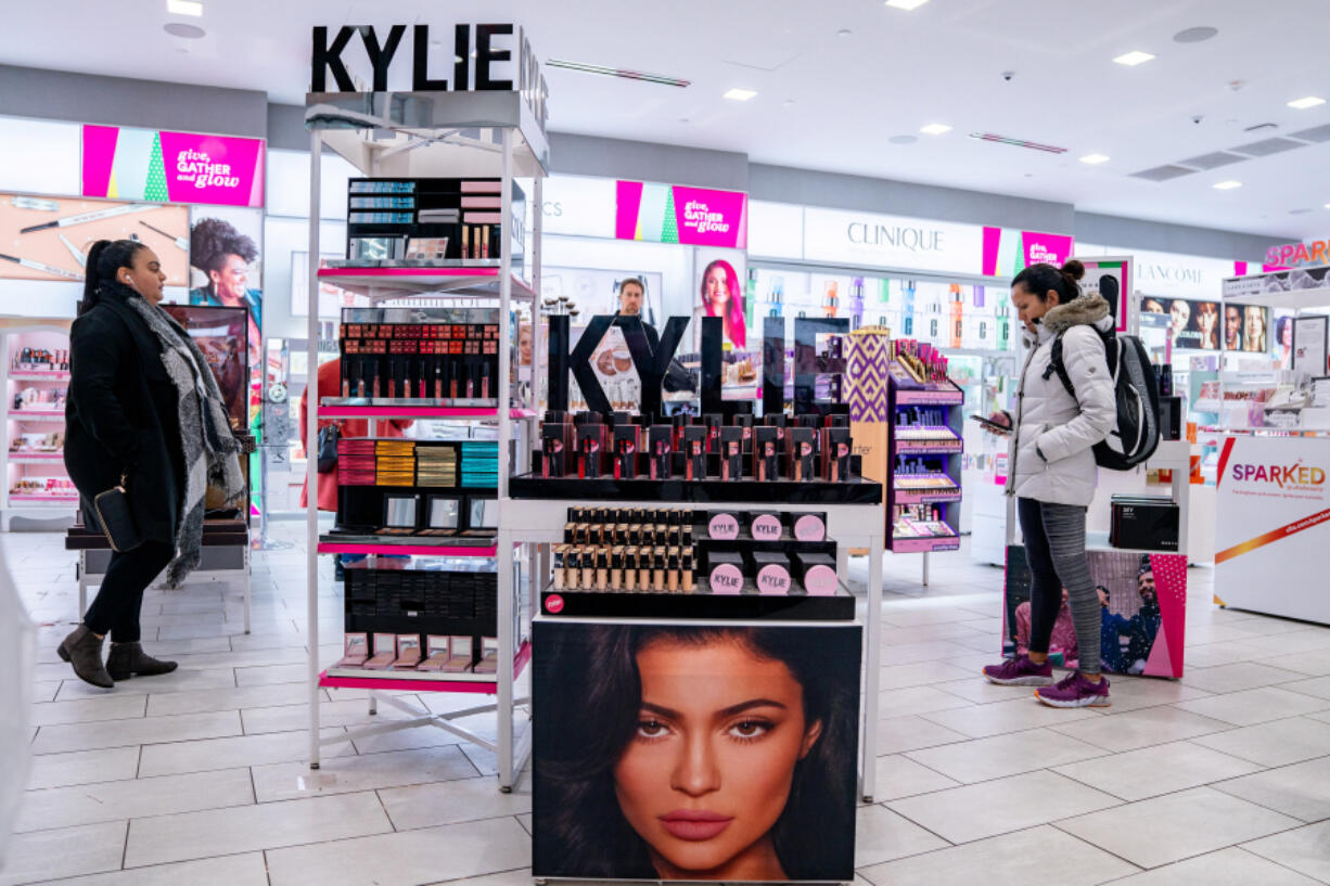 Kylie Cosmetics are displayed at Ulta beauty in 2019 in New York City.