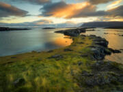 The Atlantic Ocean seen from a small fjord in Iceland&rsquo;s Westfjords region.