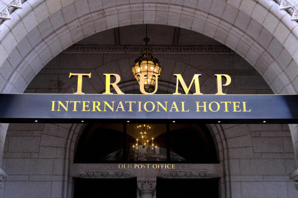 FILE- The north entrance of the Trump International is seen in Washington, March 11, 2019.