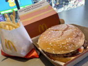 A McDonald's Quarter Pounder hamburger and fries are shown in this photograph, in New York's Times Square, Wednesday, Oct. 23, 2024.