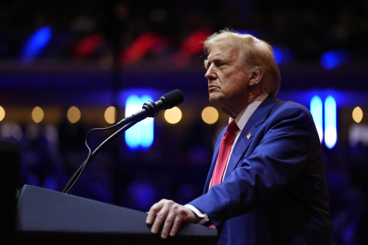 Republican presidential nominee former President Donald Trump speaks at a campaign rally at Madison Square Garden, Sunday, Oct. 27, 2024, in New York.