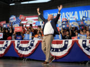 Democratic vice presidential nominee Minnesota Gov. Tim Walz reacts to supporters during a campaign rally, Saturday, Oct. 19, 2024, in Papillion, Neb.