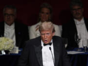 Republican presidential nominee former President Donald Trump speaks at the 79th annual Alfred E. Smith Memorial Foundation Dinner, Thursday, Oct. 17, 2024, in New York.