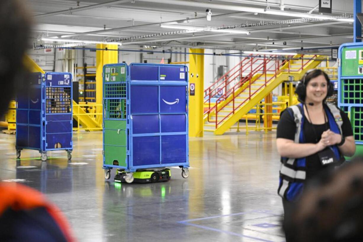 IMAGE DISTRIBUTED FOR AMAZON - Amazon&rsquo;s Proteus robot in action at the MQY1 fulfillment center in Nashville, TN during Delivering the Future on Wednesday, Oct. 9, 2024 in Nashville.