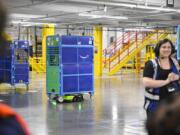 IMAGE DISTRIBUTED FOR AMAZON - Amazon&rsquo;s Proteus robot in action at the MQY1 fulfillment center in Nashville, TN during Delivering the Future on Wednesday, Oct. 9, 2024 in Nashville.