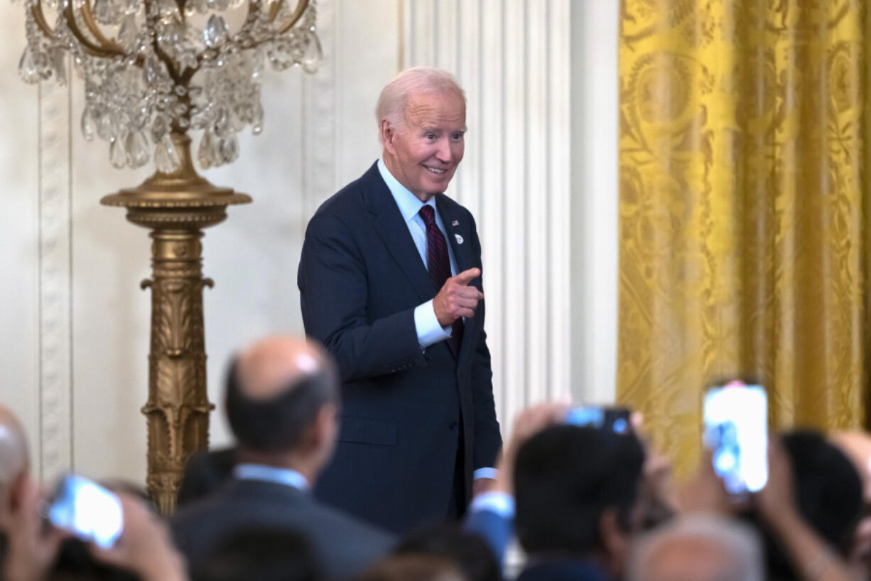 President Joe Biden speaks at a reception celebrating Diwali, in the East Room of the White House in Washington, Monday, Oct. 28, 2024.