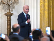 President Joe Biden speaks at a reception celebrating Diwali, in the East Room of the White House in Washington, Monday, Oct. 28, 2024.