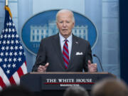 President Joe Biden speaks at the top of the daily briefing at the White House in Washington, Friday, Oct. 4, 2024.