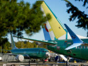 FILE - Unpainted Boeing 737 Max aircraft are seen on Sept. 24, 2024, at the company&rsquo;s facilities in Renton, Wash.