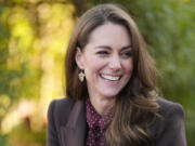 Britain&rsquo;s Kate, Princess of Wales, smiles as she meets rescue workers and the families of those caught up in the Southport knife attack earlier this year in Southport, England, Thursday, Oct. 10, 2024.