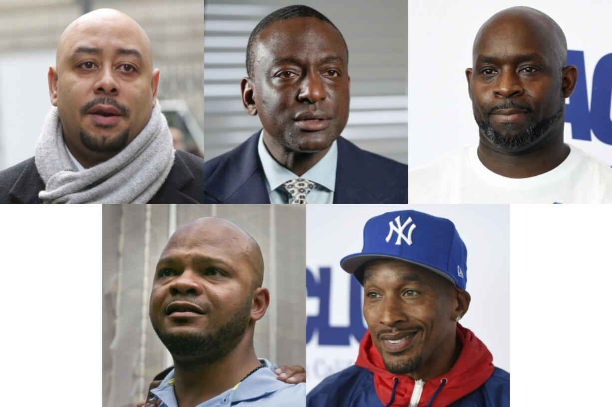 This combination photo shows, clockwise from top left, Raymond Santana, Yusef Salaam, Antron McCray, Korey Wise and Kevin Richardson, known as Central Park five.