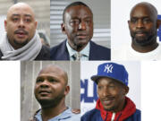 This combination photo shows, clockwise from top left, Raymond Santana, Yusef Salaam, Antron McCray, Korey Wise and Kevin Richardson, known as Central Park five.