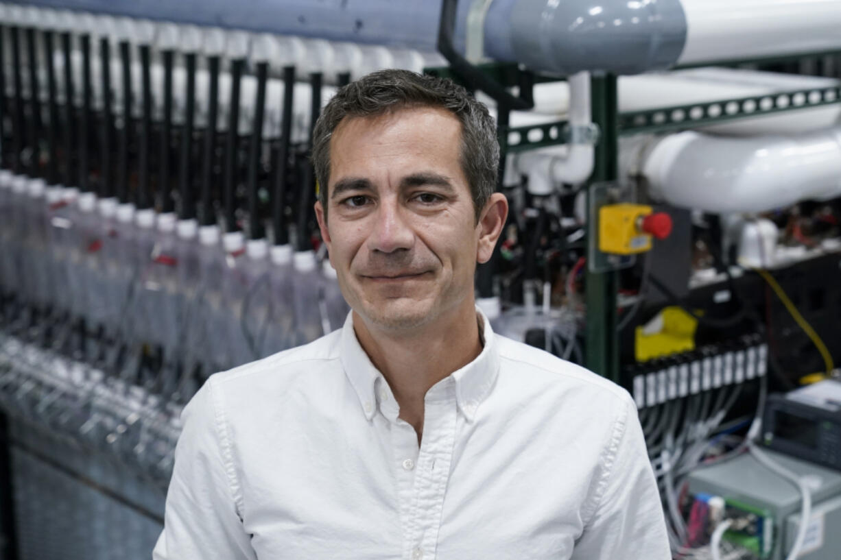 FILE - Mateo Jaramillo, CEO and co-founder of Form Energy, poses for a photograph inside the company&rsquo;s lab, June 8, 2023, in Berkeley, Calif. (AP Photo/Godofredo A.